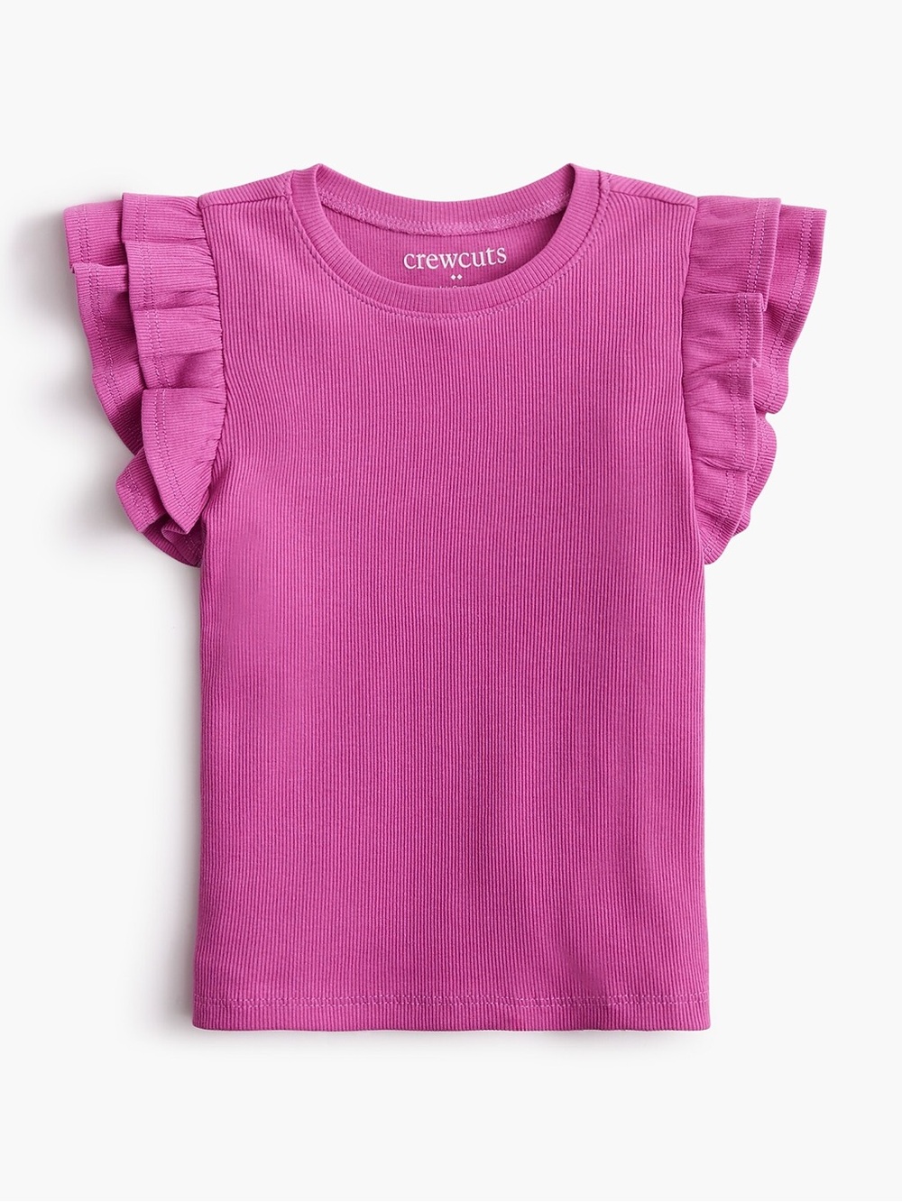 J. Crew Crewcuts Girls' Ribbed Ruffle-Sleeve Tee, Size Medium (8-9)